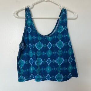 Blue Aztec print crop top
